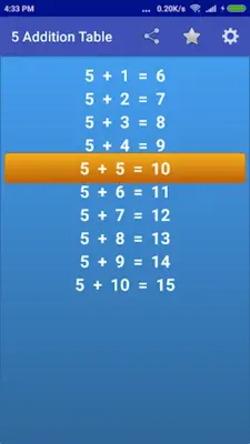 Addition Tables android App screenshot 5