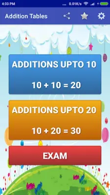 Addition Tables android App screenshot 7